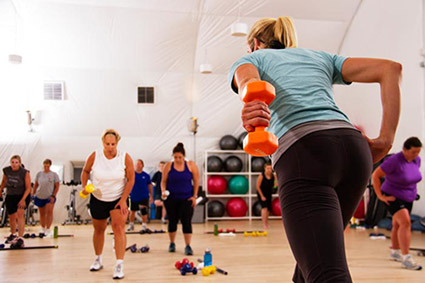 guests in fitness class